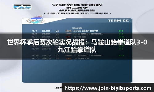 世界杯季后赛次轮实况战报：马鞍山跆拳道队3-0九江跆拳道队